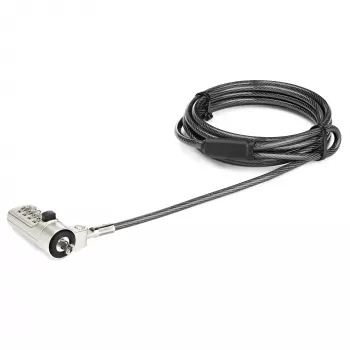 Cadeado de cabo para portátil StarTech.com 2 m – combinação numérica de 4 dígitos, cadeado de segurança com cabo para portátil/desktop para slot Wedge – cadeado de combinação antivol em aço revestido a vinil – portátil