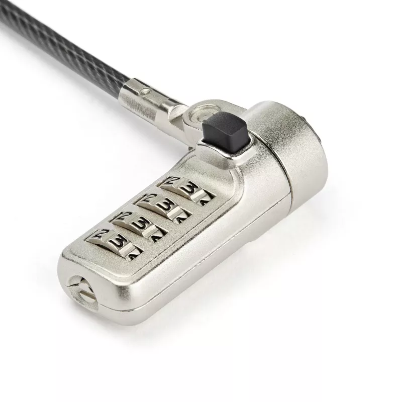 Cadeado de cabo para portátil StarTech.com 2 m – combinação numérica de 4 dígitos, cadeado de segurança com cabo para portátil/desktop para slot Wedge – cadeado de combinação antivol em aço revestido a vinil – portátil