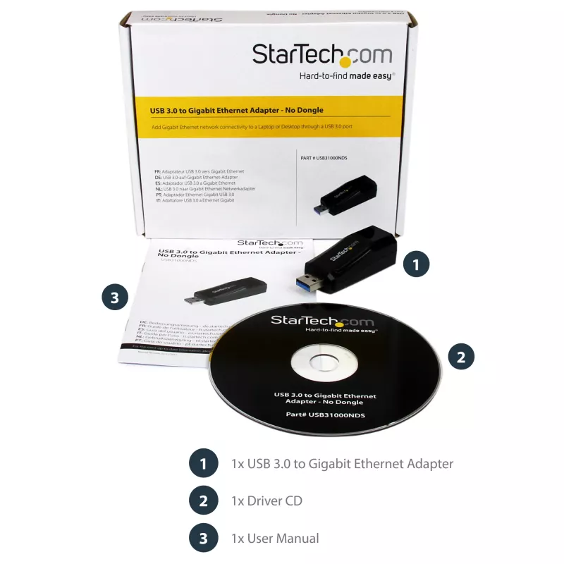 Adaptador de rede USB 3.0 para Gigabit Ethernet NIC StarTech.com – 10/100/1000 Mbit/s