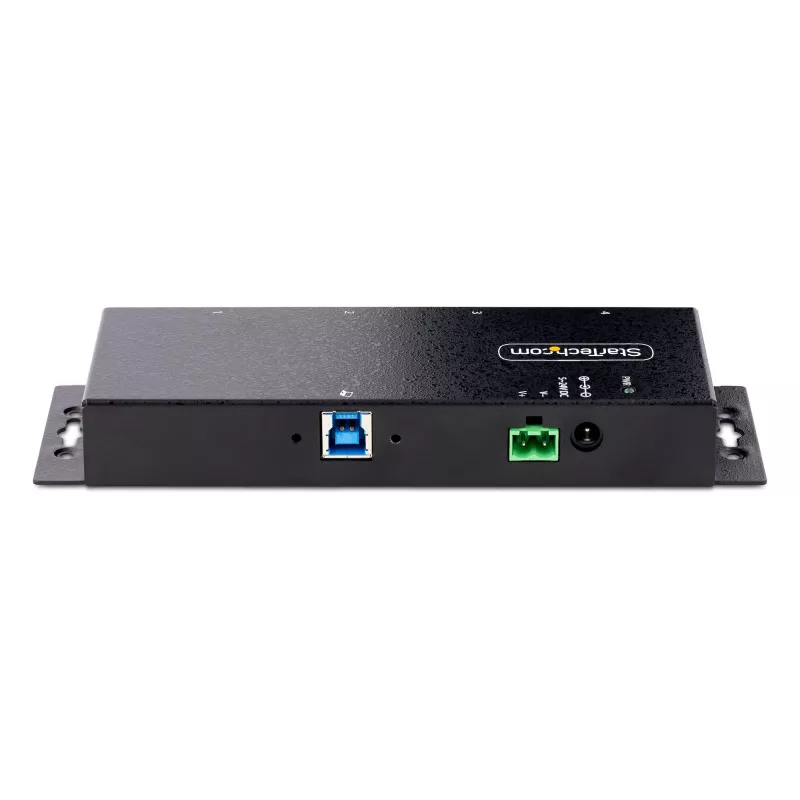 Hub USB 3.0 industrial de 4 portas StarTech.com 5Gbps, hub USB robusto com proteção ESD, hub USB-A para montagem DIN/parede/mesa, extensão USB com conectores de bloqueio, Heavy Duty – TAA