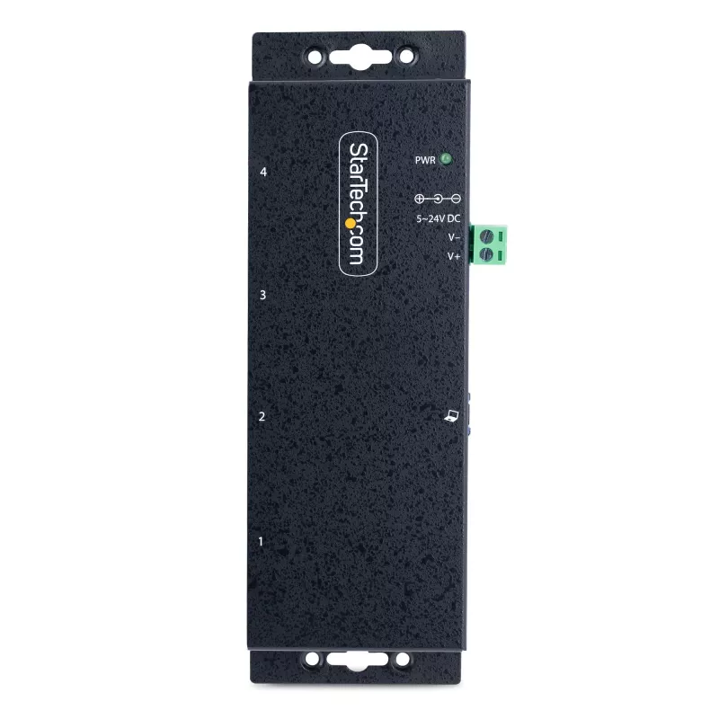 Hub USB 3.0 industrial de 4 portas StarTech.com 5Gbps, hub USB robusto com proteção ESD, hub USB-A para montagem DIN/parede/mesa, extensão USB com conectores de bloqueio, Heavy Duty – TAA