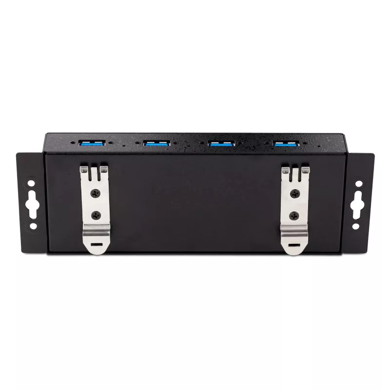 Hub USB 3.0 industrial de 4 portas StarTech.com 5Gbps, hub USB robusto com proteção ESD, hub USB-A para montagem DIN/parede/mesa, extensão USB com conectores de bloqueio, Heavy Duty – TAA