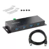 Hub USB 3.0 industrial de 4 portas StarTech.com 5Gbps, hub USB robusto com proteção ESD, hub USB-A para montagem DIN/parede/mesa, extensão USB com conectores de bloqueio, Heavy Duty – TAA