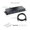 Hub USB 3.0 industrial de 4 portas StarTech.com 5Gbps, hub USB robusto com proteção ESD, hub USB-A para montagem DIN/parede/mesa, extensão USB com conectores de bloqueio, Heavy Duty – TAA