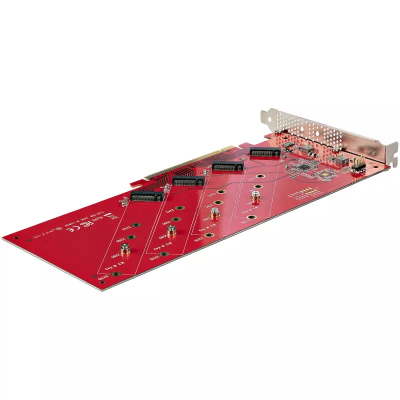 Placa adaptadora Quad M.2 PCIe StarTech.com, PCIe x16 para quatro SSD NVMe ou AHCI M.2, PCI Express 4.0, 7,8 GBps/unidade, bifurcação necessária, compatível com Windows/Linux