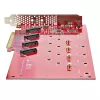 Placa adaptadora Quad M.2 PCIe StarTech.com, PCIe x16 para quatro SSD NVMe ou AHCI M.2, PCI Express 4.0, 7,8 GBps/unidade, bifurcação necessária, compatível com Windows/Linux