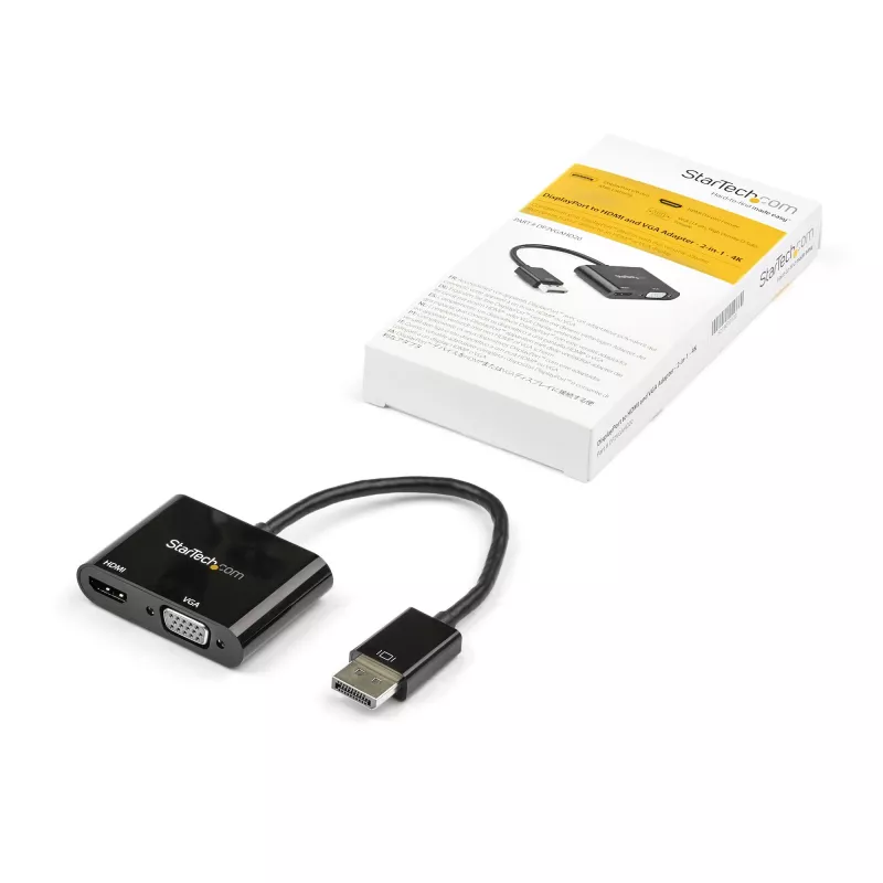 Adaptador DisplayPort para HDMI VGA StarTech.com - adaptador DisplayPort 1.2 HBR2 para HDMI 2.0 (4K 60Hz) ou conversor VGA 1080p - adaptador de monitor DP para HDMI ou VGA - adaptador de vídeo digital