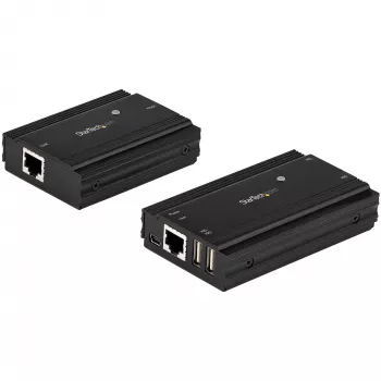 Hub extensor USB 2.0 de 4 portas StarTech.com através de um único cabo Ethernet CAT5e/CAT6 (RJ45) – 100m – kit adaptador de hub extensor USB – caixa metálica – alimentação externa – 480 Mbit/s