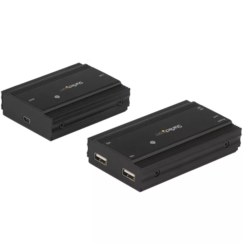 Hub extensor USB 2.0 de 4 portas StarTech.com através de um único cabo Ethernet CAT5e/CAT6 (RJ45) – 100m – kit adaptador de hub extensor USB – caixa metálica – alimentação externa – 480 Mbit/s