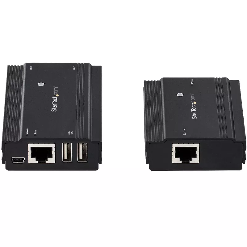 Hub extensor USB 2.0 de 4 portas StarTech.com através de um único cabo Ethernet CAT5e/CAT6 (RJ45) – 100m – kit adaptador de hub extensor USB – caixa metálica – alimentação externa – 480 Mbit/s