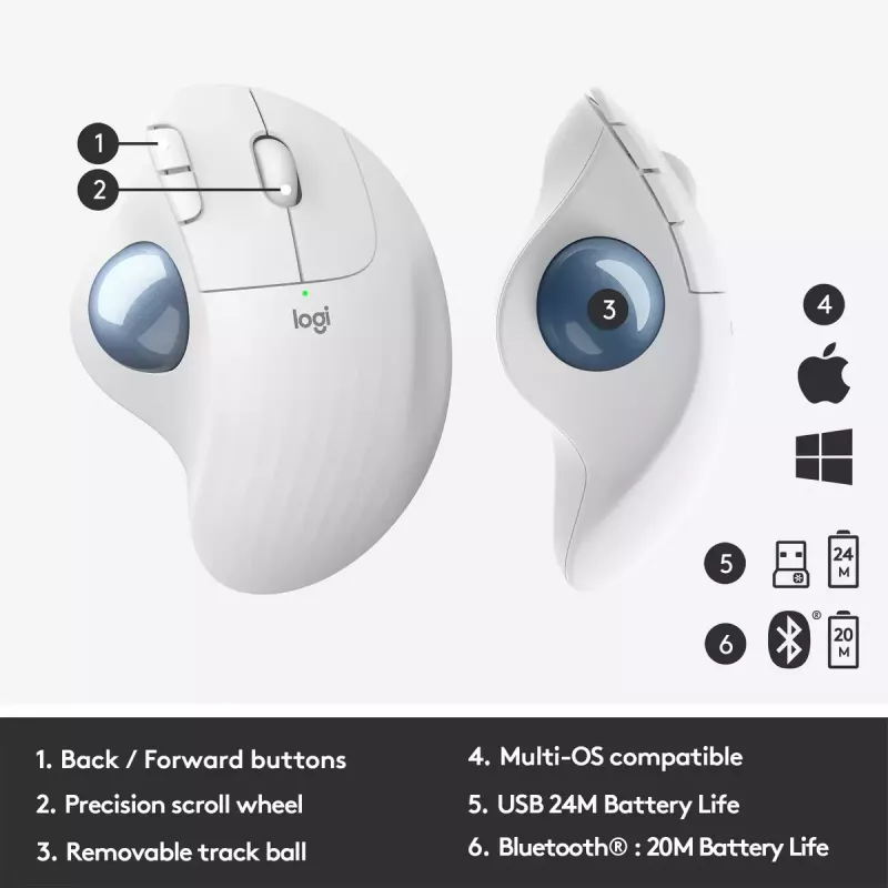 Rato Logitech ERGO M575 Wireless Trackball RF Wireless + Bluetooth