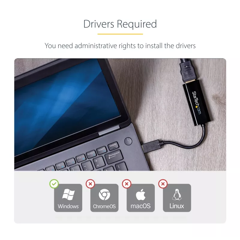 Adaptador USB 3.0 para HDMI StarTech.com, conversor USB para monitor HDMI para Windows, 1080P (sem suporte para macOS/ChromeOS/Linux) – TAA