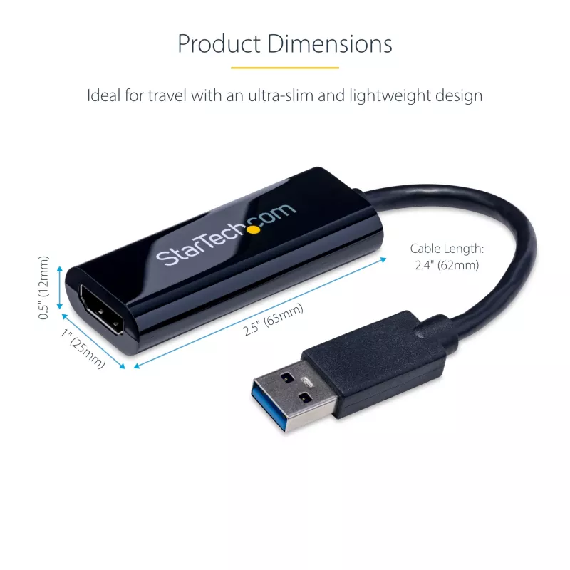 Adaptador USB 3.0 para HDMI StarTech.com, conversor USB para monitor HDMI para Windows, 1080P (sem suporte para macOS/ChromeOS/Linux) – TAA