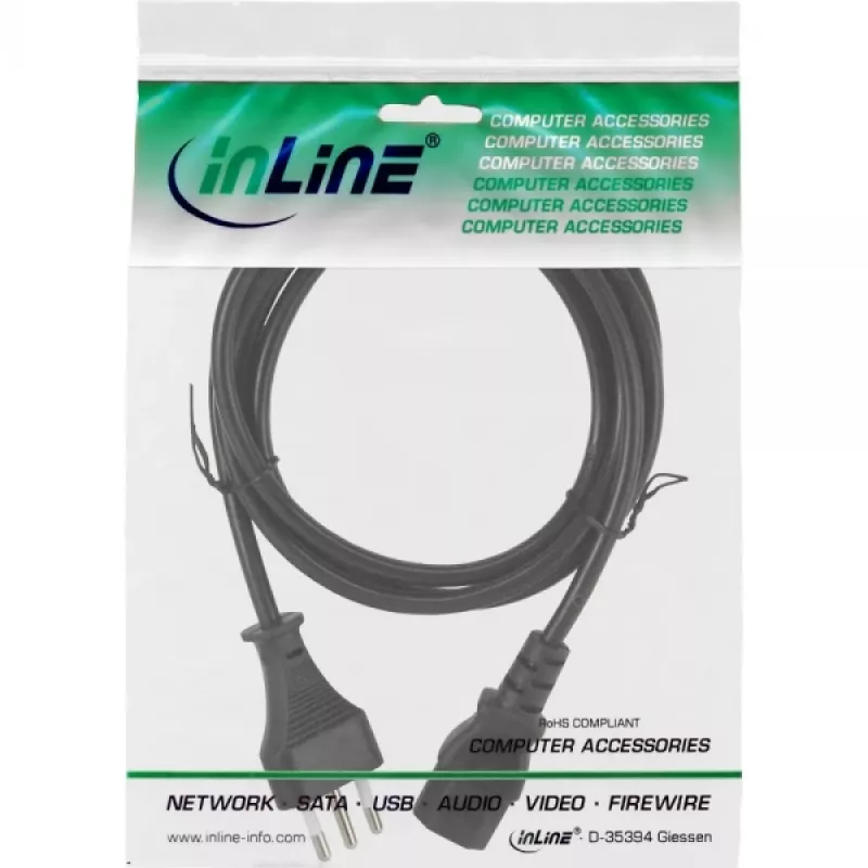 Cabo de alimentação InLine, ficha Itália / ficha IEC C13 de 3 polos, 1,8 m