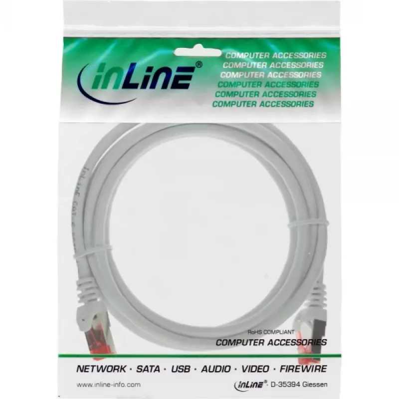 Cabo de rede S/FTP PiMF Cat.6 250MHz PVC CCA branco 2m InLine