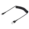 Cabo USB para Lightning StarTech.com de 50 cm (20 inch), certificado MFi, cabo de carregamento iPhone espiralado, preto, revestimento TPE resistente com fibra de aramida, cabo Lightning espiralado robusto