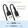 Cabo USB para Lightning StarTech.com de 50 cm (20 inch), certificado MFi, cabo de carregamento iPhone espiralado, preto, revestimento TPE resistente com fibra de aramida, cabo Lightning espiralado robusto