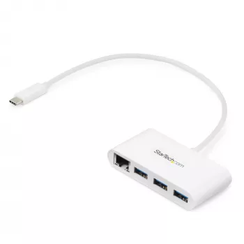 Hub USB-C de 3 portas StarTech.com com Gigabit Ethernet – USB-C para 3x USB-A – Hub USB 3.0 – branco