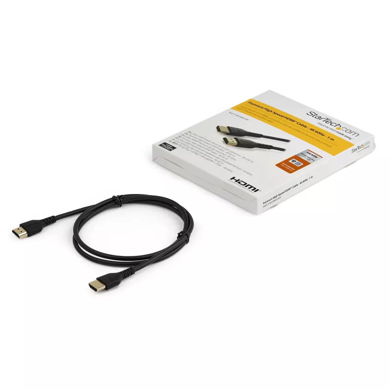 Cabo HDMI 2.0 slim StarTech.com de 0,9 m (3ft), cabo HDMI flexível com certificação Premium e Ethernet, UHD 4K 60Hz HDR10, design robusto em fibra de aramida com revestimento TPE