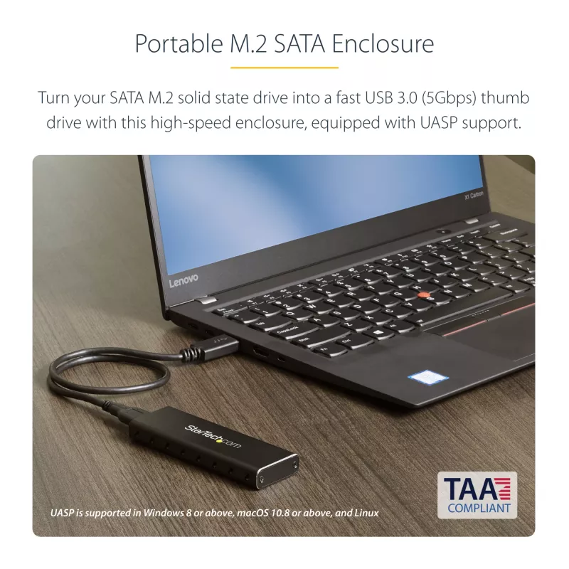 Caixa para SSD M.2 StarTech.com para SSD M.2 SATA – USB 3.0 (5 Gbit/s) com UASP