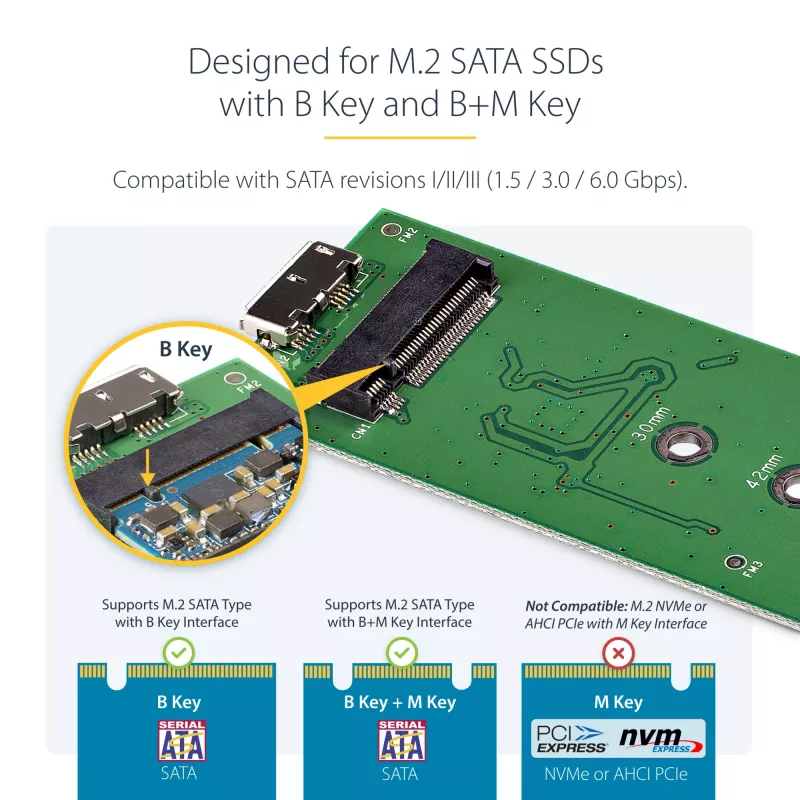 Caixa para SSD M.2 StarTech.com para SSD M.2 SATA – USB 3.0 (5 Gbit/s) com UASP