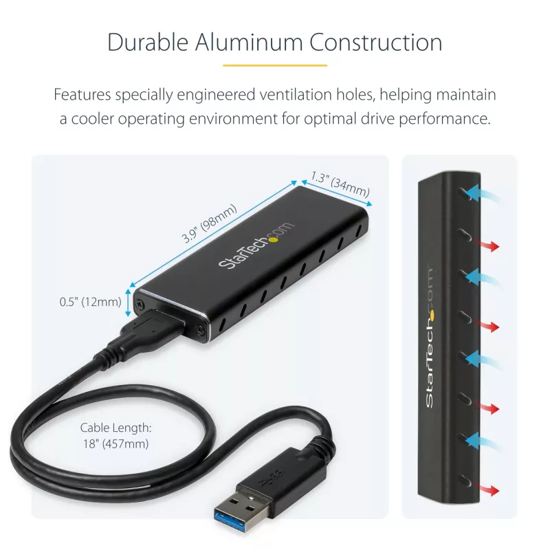 Caixa para SSD M.2 StarTech.com para SSD M.2 SATA – USB 3.0 (5 Gbit/s) com UASP