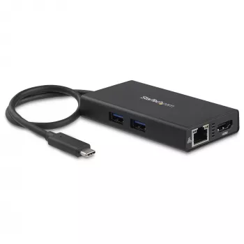Adaptador multiporta USB-C StarTech.com – docking station de viagem USB-C com HDMI 4K – Power Delivery pass-through de 60 W, GbE, hub de 2 portas USB-A 3.0 – dock mini USB Type-C portátil para portáteis