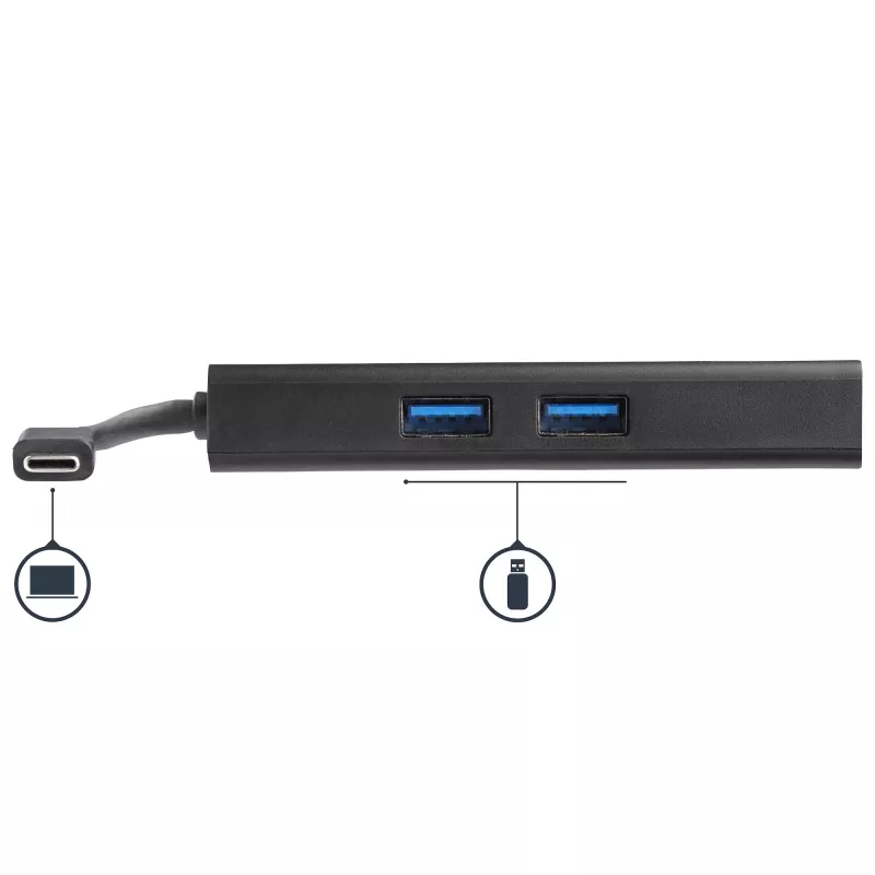 Adaptador multiporta USB-C StarTech.com – docking station de viagem USB-C com HDMI 4K – Power Delivery pass-through de 60 W, GbE, hub de 2 portas USB-A 3.0 – dock mini USB Type-C portátil para portáteis