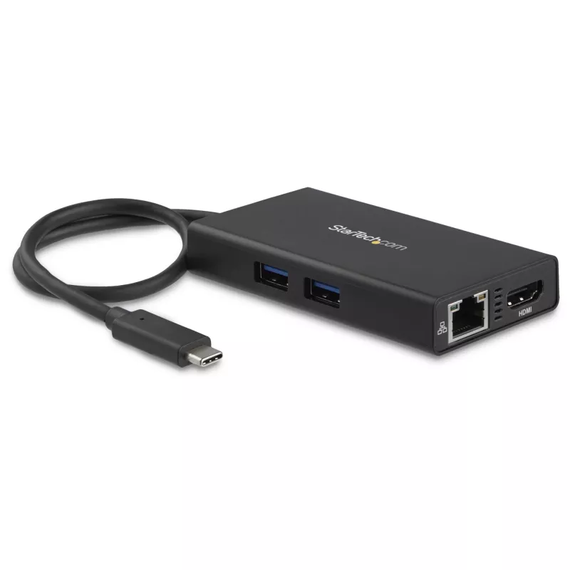 Adaptador multiporta USB-C StarTech.com – docking station de viagem USB-C com HDMI 4K – Power Delivery pass-through de 60 W, GbE, hub de 2 portas USB-A 3.0 – dock mini USB Type-C portátil para portáteis