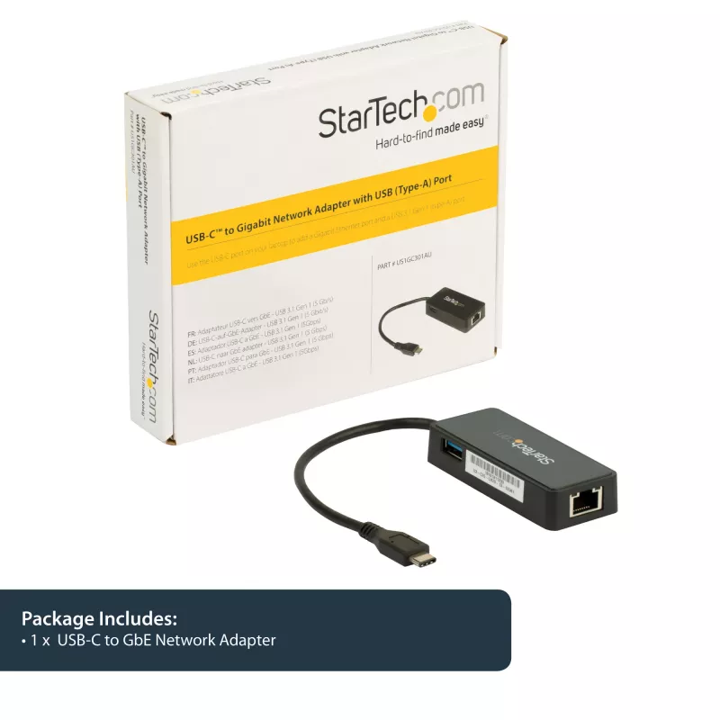 Adaptador de rede USB-C para Gigabit StarTech.com com porta USB 3.0 adicional