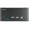 Comutador KVM DisplayPort StarTech.com de 2 portas para três monitores – 4K 60Hz UHD HDR – KVM DP 1.2 de secretária com hub USB 3.0 de 2 portas (5 Gbit/s) e 4 portas USB 2.0 HID, áudio – comutação por teclas de atalho – TAA
