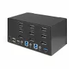 Comutador KVM DisplayPort StarTech.com de 2 portas para três monitores – 4K 60Hz UHD HDR – KVM DP 1.2 de secretária com hub USB 3.0 de 2 portas (5 Gbit/s) e 4 portas USB 2.0 HID, áudio – comutação por teclas de atalho – TAA