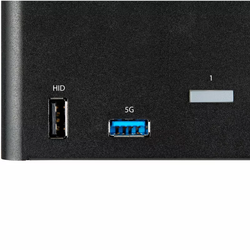 Comutador KVM DisplayPort StarTech.com de 2 portas para três monitores – 4K 60Hz UHD HDR – KVM DP 1.2 de secretária com hub USB 3.0 de 2 portas (5 Gbit/s) e 4 portas USB 2.0 HID, áudio – comutação por teclas de atalho – TAA
