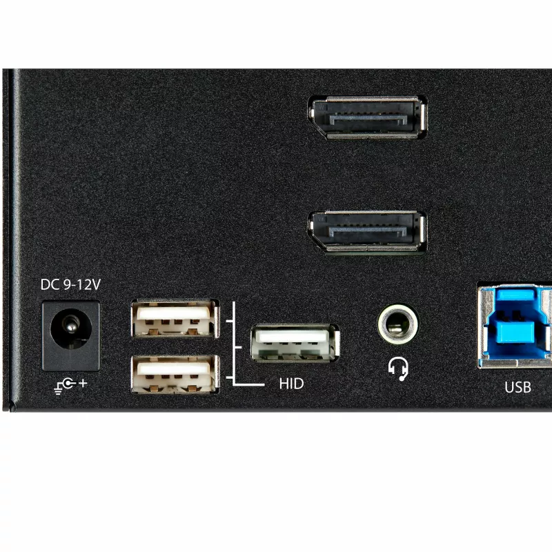 Comutador KVM DisplayPort StarTech.com de 2 portas para três monitores – 4K 60Hz UHD HDR – KVM DP 1.2 de secretária com hub USB 3.0 de 2 portas (5 Gbit/s) e 4 portas USB 2.0 HID, áudio – comutação por teclas de atalho – TAA