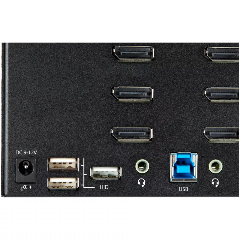 Comutador KVM DisplayPort StarTech.com de 2 portas para quatro monitores – 4K 60Hz UHD HDR – KVM DP 1.2 4K de secretária com hub USB 3.0 de 2 portas (5 Gbit/s) e 4 portas USB 2.0 HID, áudio – comutação por teclas de atalho – TAA