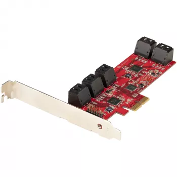 Placa SATA PCIe StarTech.com - placa de expansão PCIe SATA de 10 portas - 6 Gbit/s - perfil baixo/perfil completo - conectores SATA empilhados - ASM1062 Non-RAID - conversor/adaptador PCI Express para SATA