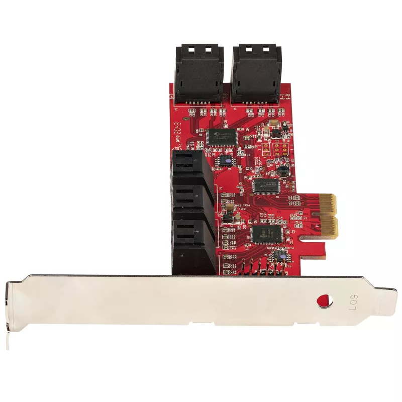 Placa SATA PCIe StarTech.com - placa de expansão PCIe SATA de 10 portas - 6 Gbit/s - perfil baixo/perfil completo - conectores SATA empilhados - ASM1062 Non-RAID - conversor/adaptador PCI Express para SATA
