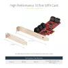 Placa SATA PCIe StarTech.com - placa de expansão PCIe SATA de 10 portas - 6 Gbit/s - perfil baixo/perfil completo - conectores SATA empilhados - ASM1062 Non-RAID - conversor/adaptador PCI Express para SATA