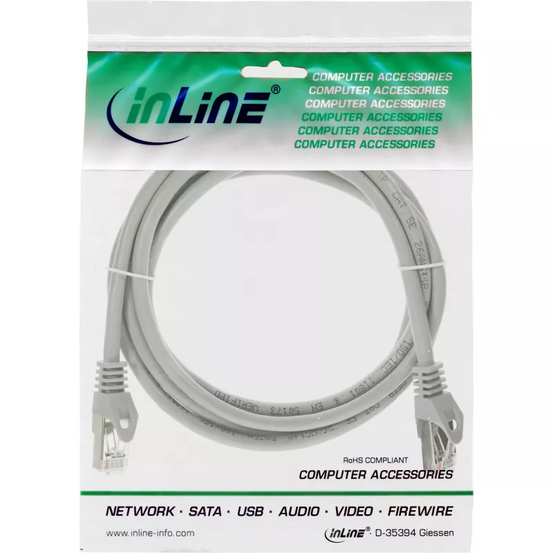 Cabo patch InLine F/UTP Cat.5e cinzento 3m