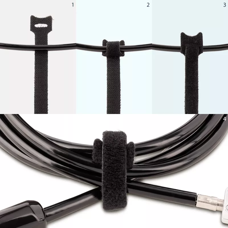 StarTech.com Abraçadeiras de Cabo em Velcro de 6in – Pack de 50 – Preto – Abraçadeiras Reutilizáveis – Ajustáveis e Flexíveis – Organizador de Cabos/Enrolador para Gestão de Cabos – Abraçadeiras de Laço de Arame