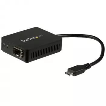 StarTech.com Conversor USB-C para Fibra Ótica - Slot SFP Aberto, Com Fios, USB Type-C, Fibra Ótica, 1000 Mbit/s, Preto