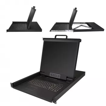 StarTech.com Consola KVM para rack de 8 portas com cabos de 1,8 m – Switch KVM integrado com monitor LCD de 19 polegadas – Gaveta KVM LCD 1-HE-LCD-KV totalmente equipada – OSD-KVM – Durável, 50.000 horas MTBF – Suporte USB + VGA