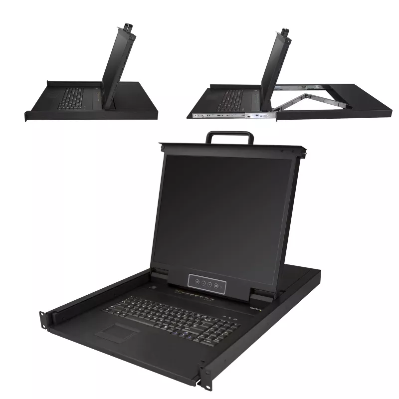 StarTech.com Consola KVM para rack de 8 portas com cabos de 1,8 m – Switch KVM integrado com monitor LCD de 19 polegadas – Gaveta KVM LCD 1-HE-LCD-KV totalmente equipada – OSD-KVM – Durável, 50.000 horas MTBF – Suporte USB + VGA