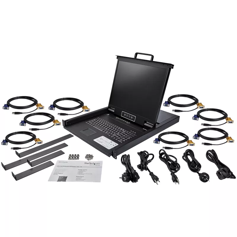 StarTech.com Consola KVM para rack de 8 portas com cabos de 1,8 m – Switch KVM integrado com monitor LCD de 19 polegadas – Gaveta KVM LCD 1-HE-LCD-KV totalmente equipada – OSD-KVM – Durável, 50.000 horas MTBF – Suporte USB + VGA