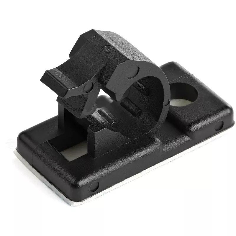 StarTech.com 100 clipes de gestão de cabos autocolantes preto – organizador de cabos de rede/Ethernet/secretária/computador – suporte adesivo para cabos/fios – clipe autocolante de nylon UL/94V-2 com certificação de resistência ao fogo