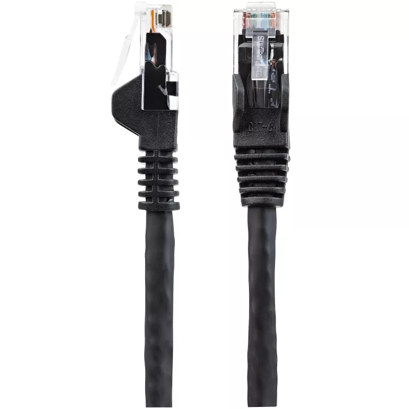 StarTech.com N6LPATCH2MBK cabo de rede Ethernet CAT6 de 2 m, LSZH, 10 Gigabit, 650 MHz, 100 W PoE, RJ45 UTP, sem ganchos, verificado pela ETL, 24AWG, preto