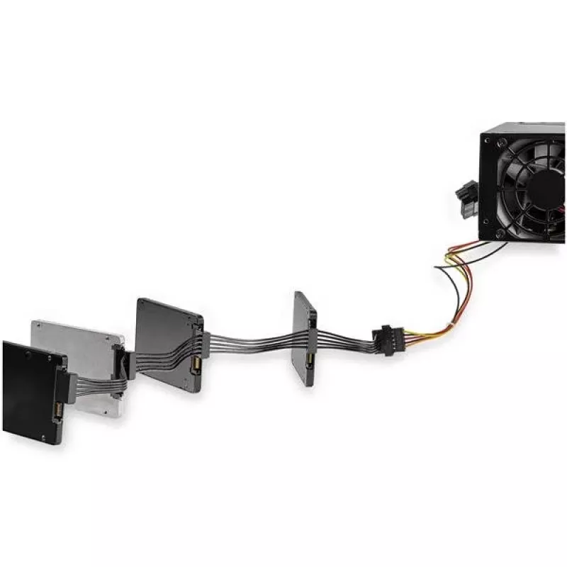 StarTech.com Cabo adaptador divisor de alimentação SATA 4x, SATA 15 pinos, 4 x SATA, 0,4 m, macho, fêmea, preto