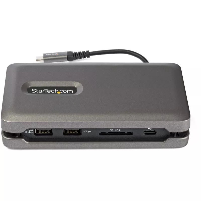 StarTech.com Adaptador multiporta USB-C – USB-C para HDMI 2.0 4K 60 Hz – hub USB de 2 portas 10 Gbit/s – Power Delivery Pass-Through 100 W – GbE – SD/MicroSD – mini dock USB Type-C – cabo de 25 cm