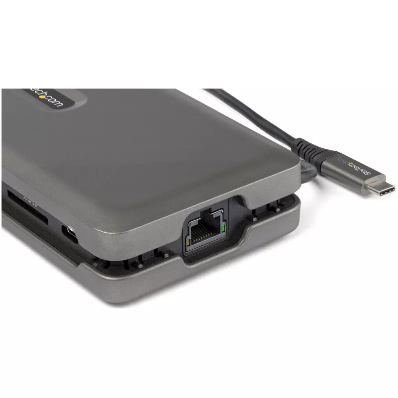 StarTech.com Adaptador multiporta USB-C – USB-C para HDMI 2.0 4K 60 Hz – hub USB de 2 portas 10 Gbit/s – Power Delivery Pass-Through 100 W – GbE – SD/MicroSD – mini dock USB Type-C – cabo de 25 cm