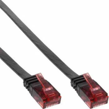 Cabo patch plano ultra-slim InLine U/UTP Cat.6 compatível com Gigabit preto 3 m
